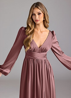 Azazie Norah Brautjungfernkleider A-Linie Stretch-Satin Kleid Vintage Mauve image5