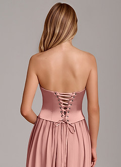 Azazie Cadence Suknie dla druhen Linia A Gorset Satyna elastyczna Do ziemi Sukienka image6