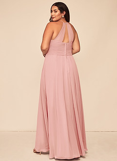 Azazie Ginger Robes de demoiselle d'honneur Robe Trapèze en Mousseline de soie Dos nu plissé Rosette image11