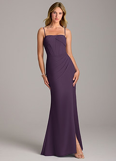 Azazie Chantel Bridesmaid Dresses Plum Sheath Strapless Chiffon Convertible Dress image4