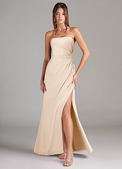 Azazie Aliani Bridesmaid Dresses White Alabaster Sheath Strapless Chiffon Convertible Dress image1