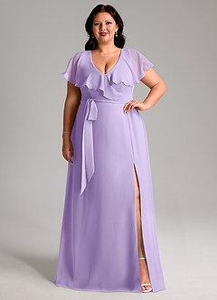Azazie Lainey Bridesmaid Dresses Lilac A-Line with Pockets Chiffon Dress image1