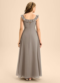 Azazie Callie Junior Abito A-Line in Chiffon Increspato Taupe image2