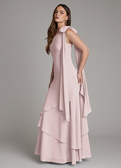 Azazie Monique Brautjungfernkleider A-Linie One-Shoulder Chiffon Kleid Zartrosa image7