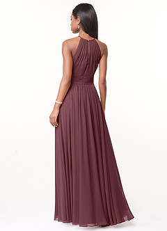 Azazie Cherish Bridesmaid Dresses Sangria A-Line Pleated Chiffon Dress image2