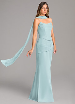 Azazie Sorrel Bridesmaid Dresses Mist Mermaid Corset Chiffon Dress image4