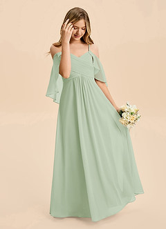 Azazie Nolana Junior Dusty Sage A-Line Pleated Chiffon Dress image5