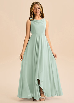 Azazie Mannie Junior Linia A Pofałdowany Szyfon Asymetryczny Młodsza druhna Sukienka image3