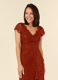 Azazie Carmen Mother of the Bride Dresses Rust Sheath Lace Dress image5