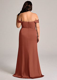 Azazie Johana Bridesmaid Dresses Auburn Mermaid Off the Shoulder Stretch Satin Convertible Dress image9