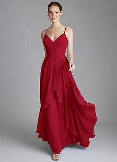 Azazie Zaina Bridesmaid Dresses Scarlet A-Line Chiffon Dress image1