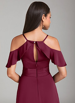 Azazie Dakota Brautjungfernkleider A-Linie Schulterfrei Stretch-Satin Kleid Maulbeerrot image6
