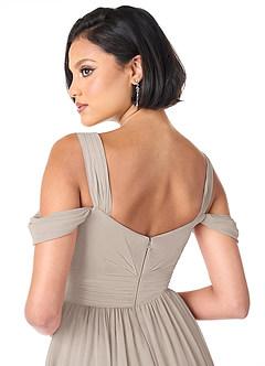 Azazie Lianne Bridesmaid Dresses Frost A-Line Off the Shoulder Chiffon Dress image6