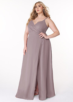 Azazie Lennon Bridesmaid Dresses Dusk A-Line Lace Chiffon Dress image10