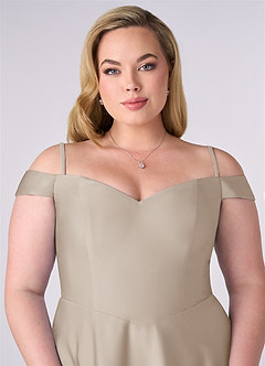 Barbie ♥ Azazie Bridesmaid Dresses Frost A-Line Off the Shoulder Stretch Satin Convertible Dress image7