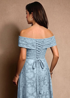 Azazie New Britain Abiti per la Madre della Sposa Abito A-Line in Burnout Floreale Plissettato Azzurro image7