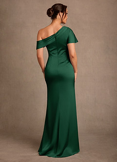 Azazie Rutha Mother of the Bride Dresses Dark Green Sheath One Shoulder Stretch Satin Dress image2