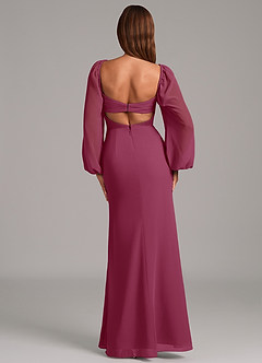 Azazie Brixley Bridesmaid Dresses Mulberry Mermaid Long Sleeve Chiffon Dress image2