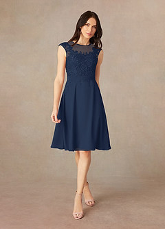 Azazie Klaus Mother of the Bride Dresses Dark Navy A-Line Scoop Sequins Chiffon Dress image3
