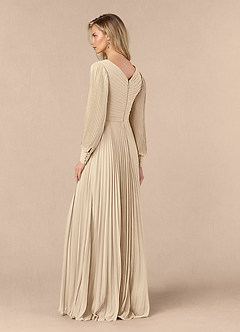 Azazie Zina Mother of the Bride Dresses Champagne A-Line Pleated Chiffon Dress image7