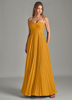 Azazie Chiana Bridesmaid Dresses Butterscotch A-Line Strapless Chiffon Dress image3