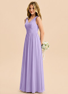 Azazie Kora Junior Lilac A-Line Pleated Chiffon Dress image1