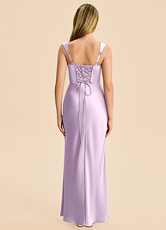 Azazie Agustina Junior Frosted Lilac Sheath Pleated Stretch Satin Dress image2