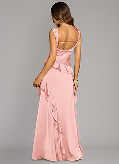 Azazie Sloane Vestidos de madrinha de casamento Vestido Pó Rosa de Cetim elástico de Linha A com Decote Coração image2