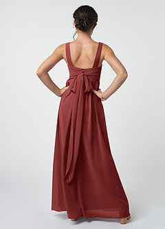 Azazie Kora Junior Abito A-Line in Chiffon Plissettato Terracotta image2
