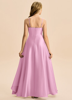 Azazie Eirlys Junior Robe Trapèze en Satin extensible Plissée Rose Bonbon image2