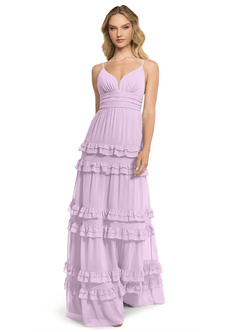 Azazie Rachel Bridesmaid Dresses Frosted Lilac A-Line Chiffon Dress image1