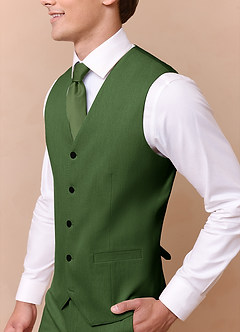 front James Olive Structured Stretch Suit Vest