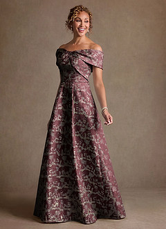 Azazie Harriett Suknie dla Matki Panny Młodej Linia A Zza ramienia Żakard kwiatowy Długość podłogi Sukienka image7