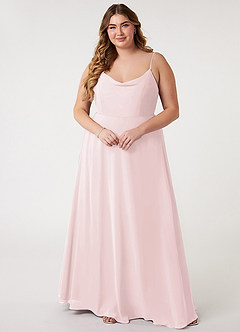 Azazie Daenerys Bridesmaid Dresses Blushing Pink A-Line Cowl Chiffon Dress image8