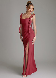 Azazie Jessamine Bridesmaid Dresses Pomegranate Mermaid Corset Chiffon Dress image6