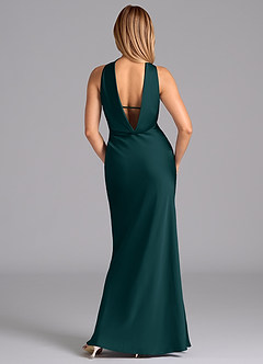 Azazie Lusinda Brudtärnklänningar Klä av Sjöjungfru i Stretch Satin Axelbandslös Tallgrön image7