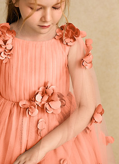 Azazie Staria Flower Girl Dresses Sunset Ball-Gown Ruched Tulle Dress image10