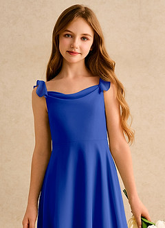 Azazie Puppy Girls Formal Flower Girl Dresses Royal Blue A-Line Pleated Chiffon Dress image6