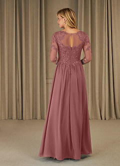 Azazie Mirielle Mother of the Bride Dresses Desert Rose A-Line Scoop Lace Chiffon Dress image2
