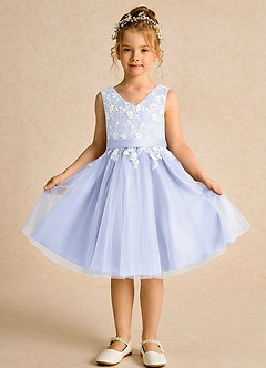 Azazie Butterfly Flower Girl Dresses Lavender A-Line Lace Dress image2