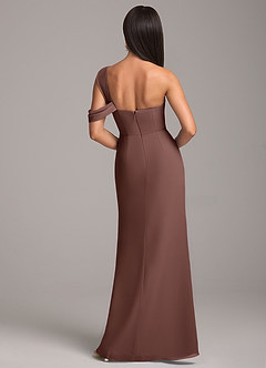 Azazie Wynter Bridesmaid Dresses Espresso Sheath Off the Shoulder Chiffon Dress image6