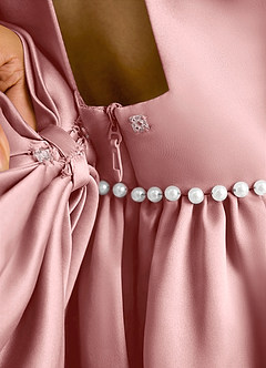 Azazie Daisies Flower Girl Dresses Dusty Rose Ball-Gown Bow Matte Satin Dress image8