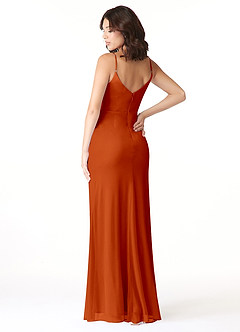 Azazie Deandra Bridesmaid Dresses Paprika Mermaid Pleated Mesh Dress image4