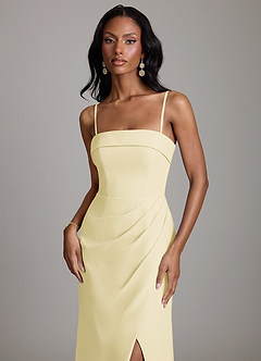 Azazie Aretha Bridesmaid Dresses Lemon Sorbet A-Line Strapless Chiffon Dress image3