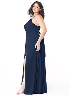 Azazie Evalleen Bridesmaid Dresses Dark Navy A-Line Pleated Chiffon Dress image10