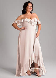Azazie Lyra Robes de demoiselle d'honneur Robe Trapèze Convertible en Mousseline de soie Rose Pétale image14