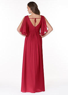 Azazie Temeka Bridesmaid Dresses Scarlet A-Line Ruched Chiffon Dress image2