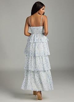 Azazie Kaiden Bridesmaid Dresses Blue And White Ditsy Floral A-Line Sweetheart Neckline Chiffon Dress image11