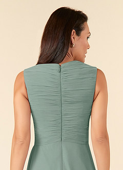 Azazie Theron Mother of the Bride Dresses Silver Sage A-Line V-Neck Pleated Chiffon Dress image5