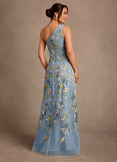 Azazie Bertie Mother of the Bride Dresses Dusty Blue A-Line Lace Dress image2